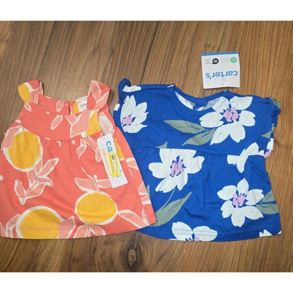 Carters Girls Shirt Bundle Size 3 Months Sleevess Tropical Summer